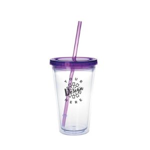 18 oz Clear Tumbler with Colored Lid