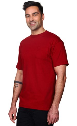 Mens Cotton Matching Pocket Short Sleeve T-Shirt