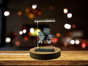 3D Engraved Crystal Chrysanthemum Art - Made in Canada