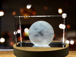 3D Engraved Crystal Decor with LED Base – Makemake Dwarf Planet1
