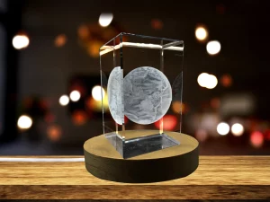 3D Engraved Crystal Earth Decor – Made in Canada with LED Base1